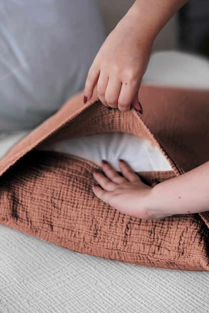 Taie d'oreiller gaze de coton x2 - 4 coloris au choix