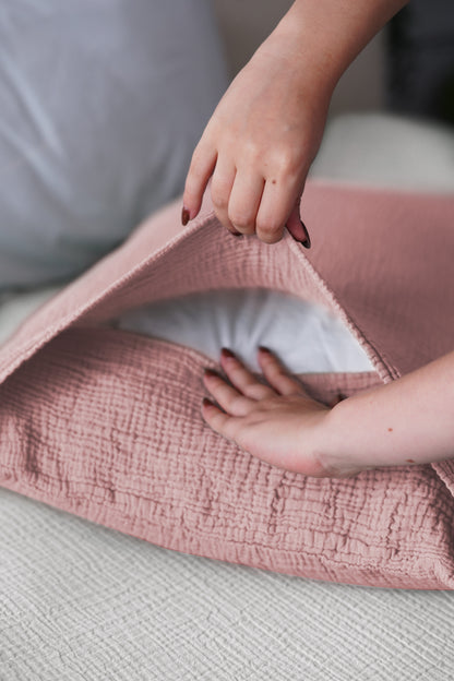 Taie d'oreiller gaze de coton x2 - 4 coloris au choix