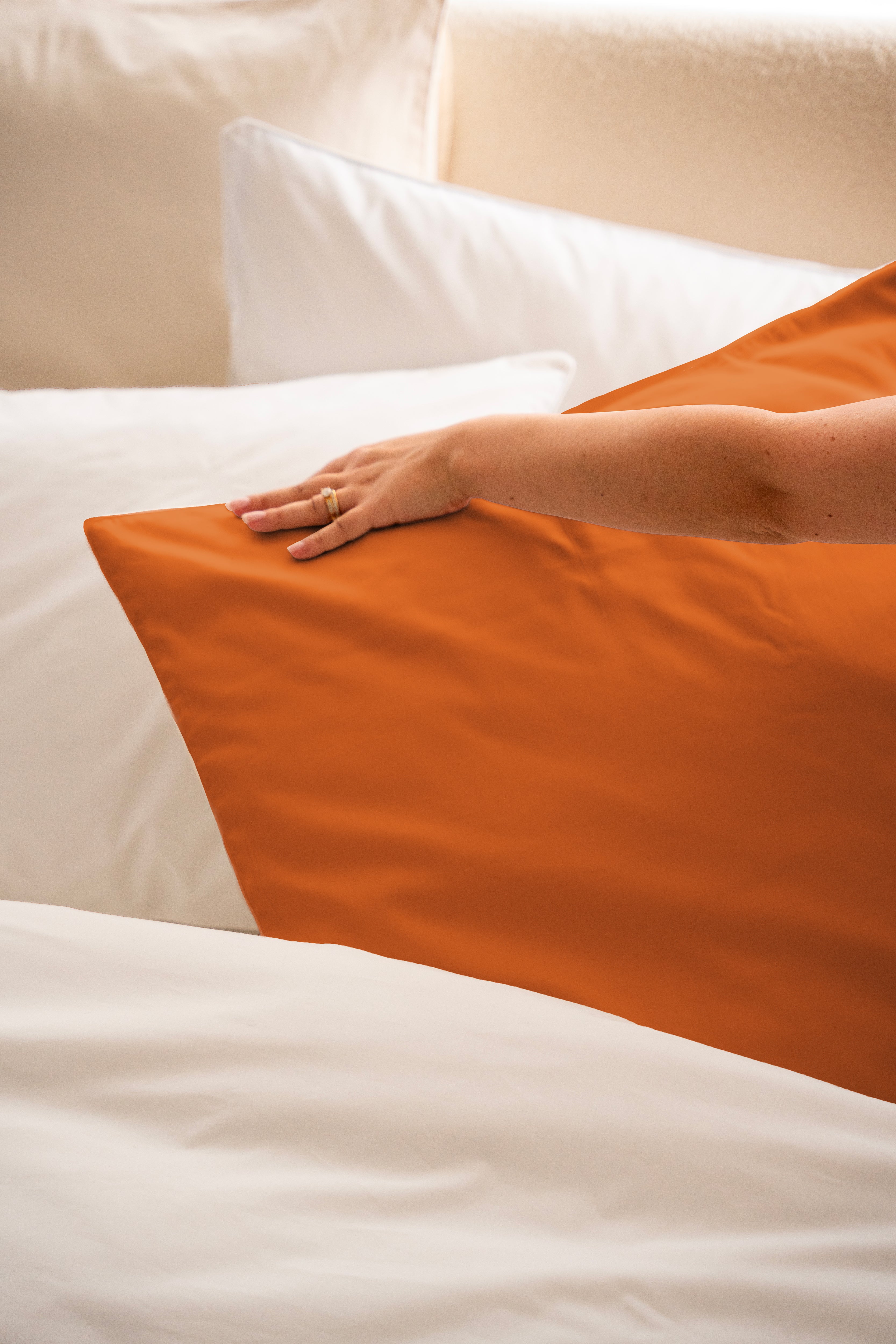 Parure de lit percale de coton - Terracotta