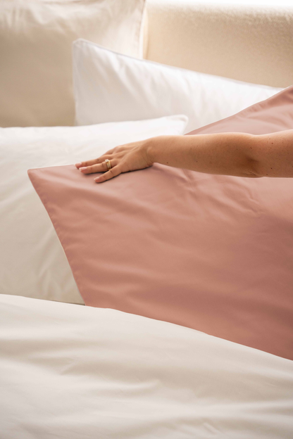 Taie d'oreiller percale lavée x2 - 7 coloris au choix