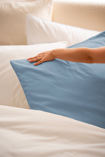 Parure de lit percale de coton - Bleu