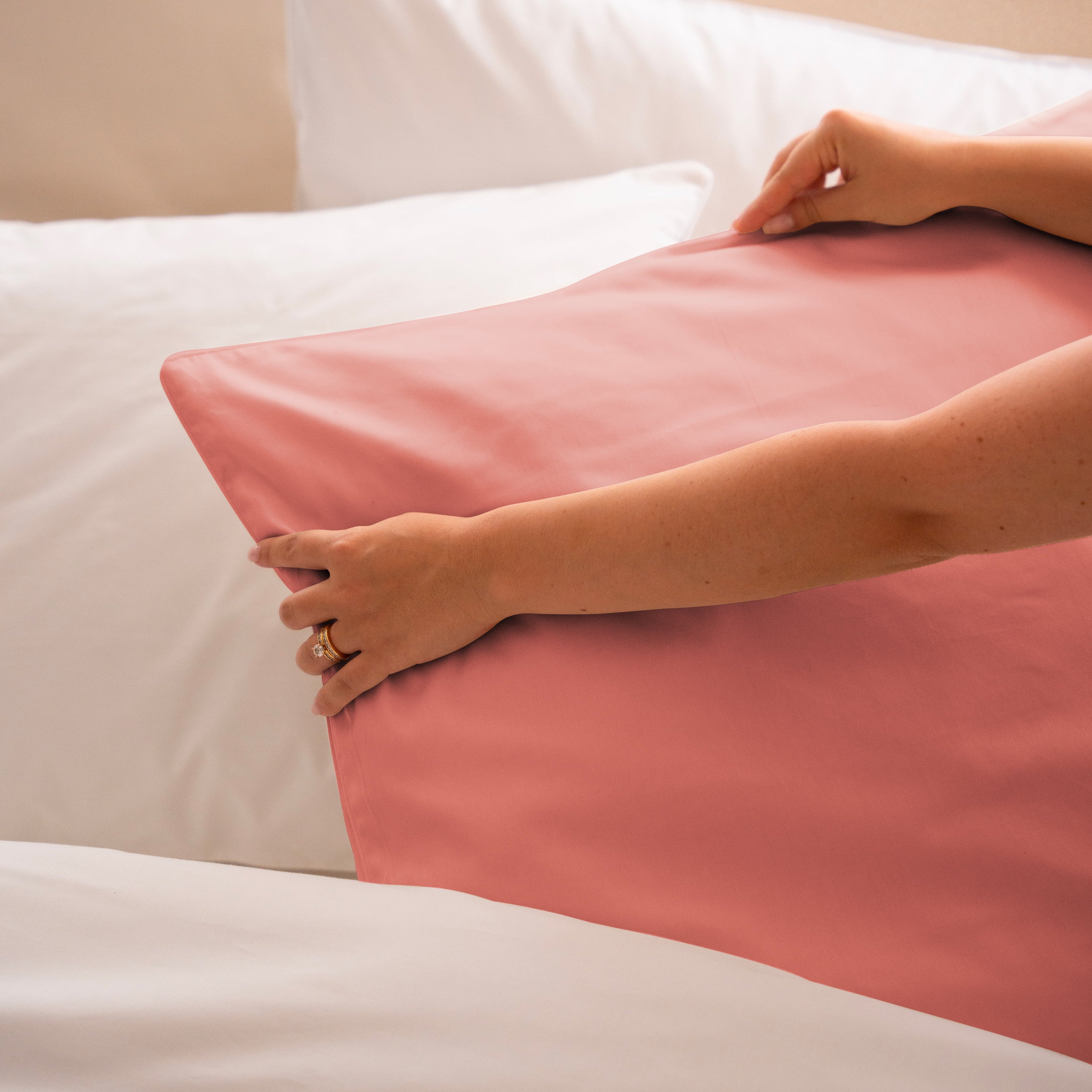 Parure de lit percale de coton - Rose