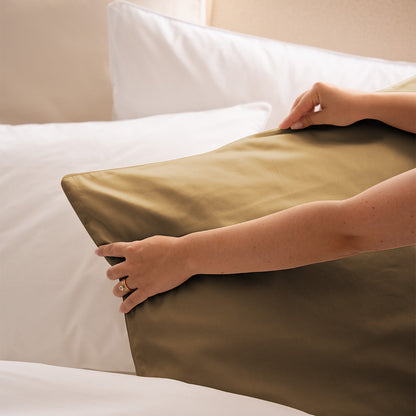 Cotton satin pillowcase x2 - Beige