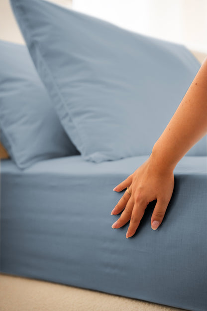 Parure de lit percale de coton - Bleu