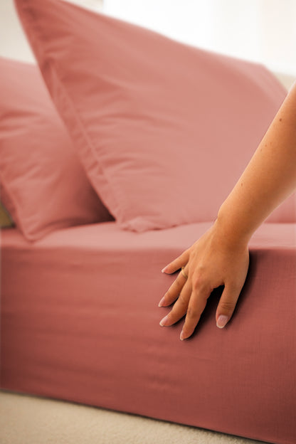 Parure de lit percale de coton - Rose