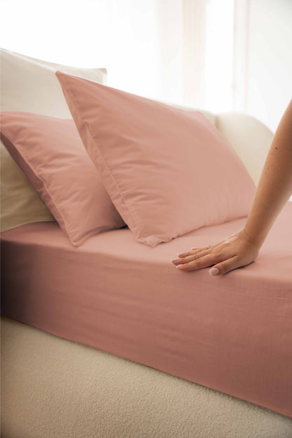 Cotton percale fitted sheet - 6 colors to choose from