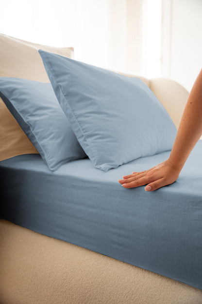 Parure de lit percale de coton - Bleu