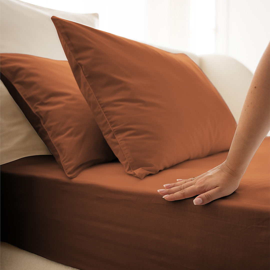 Cotton percale fitted sheet - 6 colors to choose from