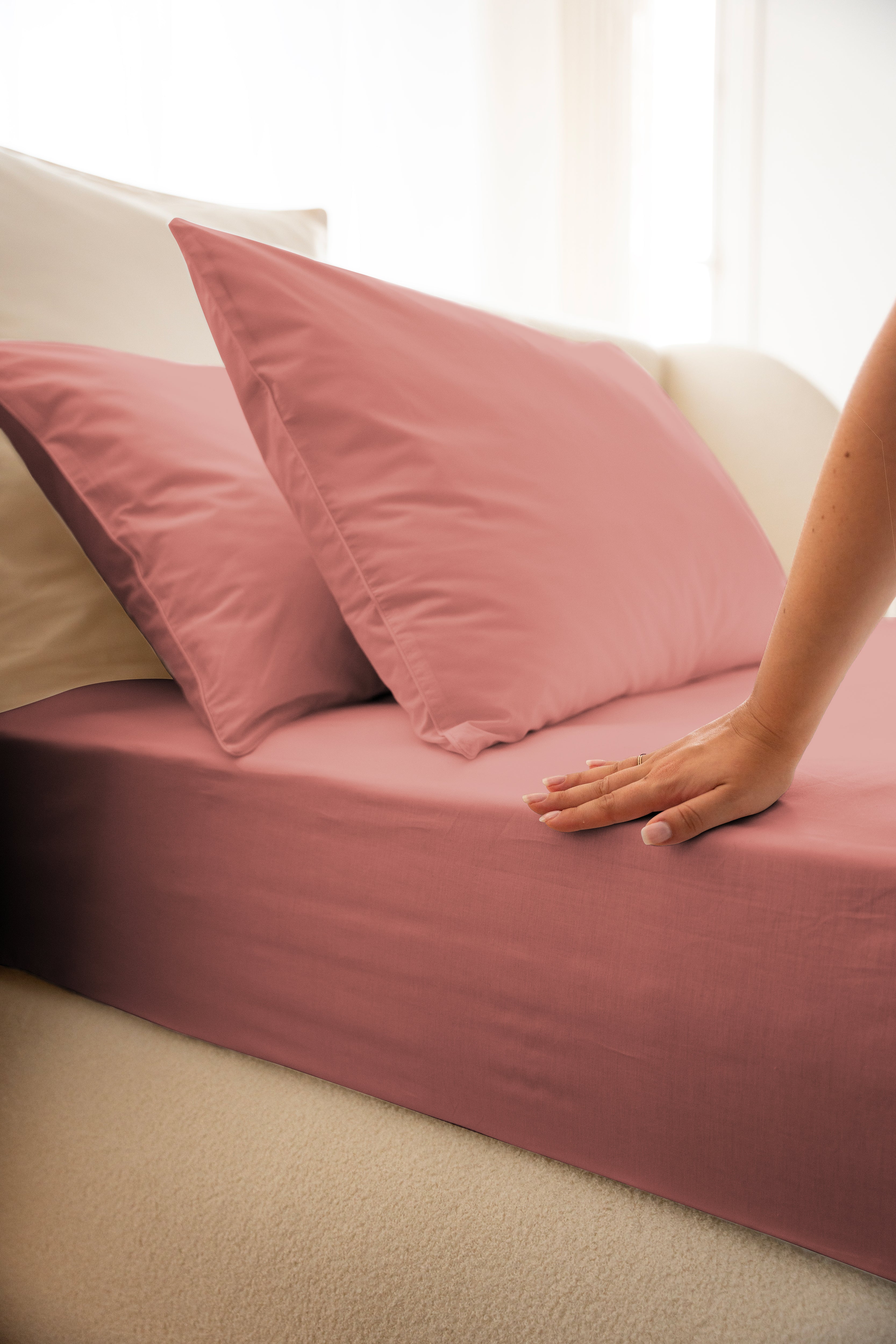 Parure de lit percale de coton - Rose