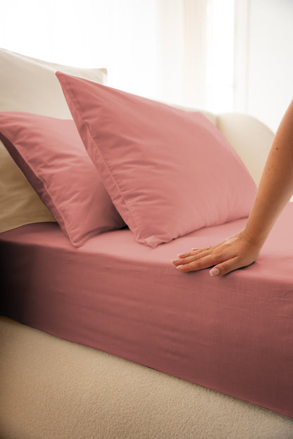 Parure de lit percale de coton - Rose