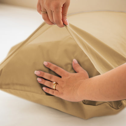 Cotton satin pillowcase x2 - Beige