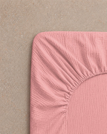 Drap housse gaze de coton - 7 coloris au choix