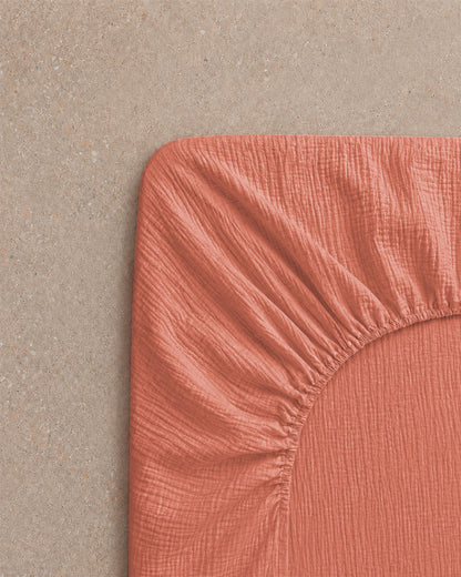 Drap housse gaze de coton - 7 coloris au choix