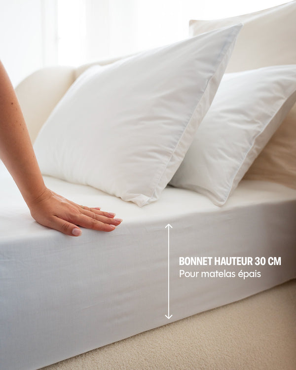 Drap housse satin de coton - 3 coloris au choix