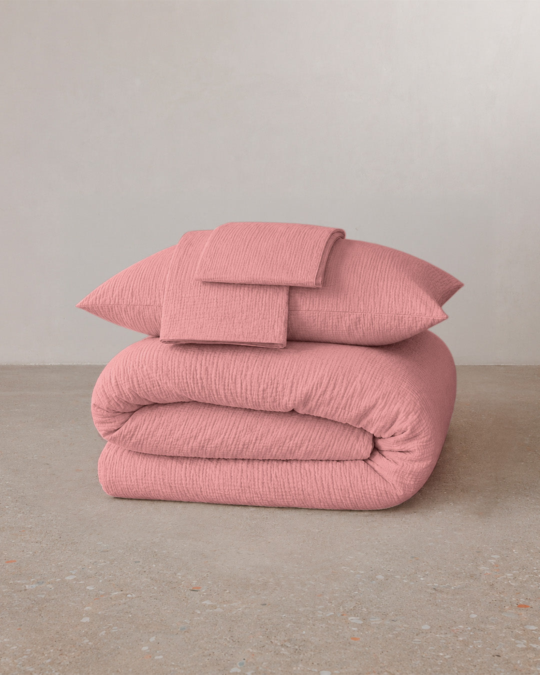 Cotton gauze bed linen set - Peach blush