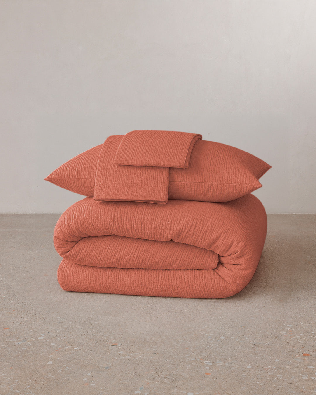Cotton gauze bed linen set - Mocca foam