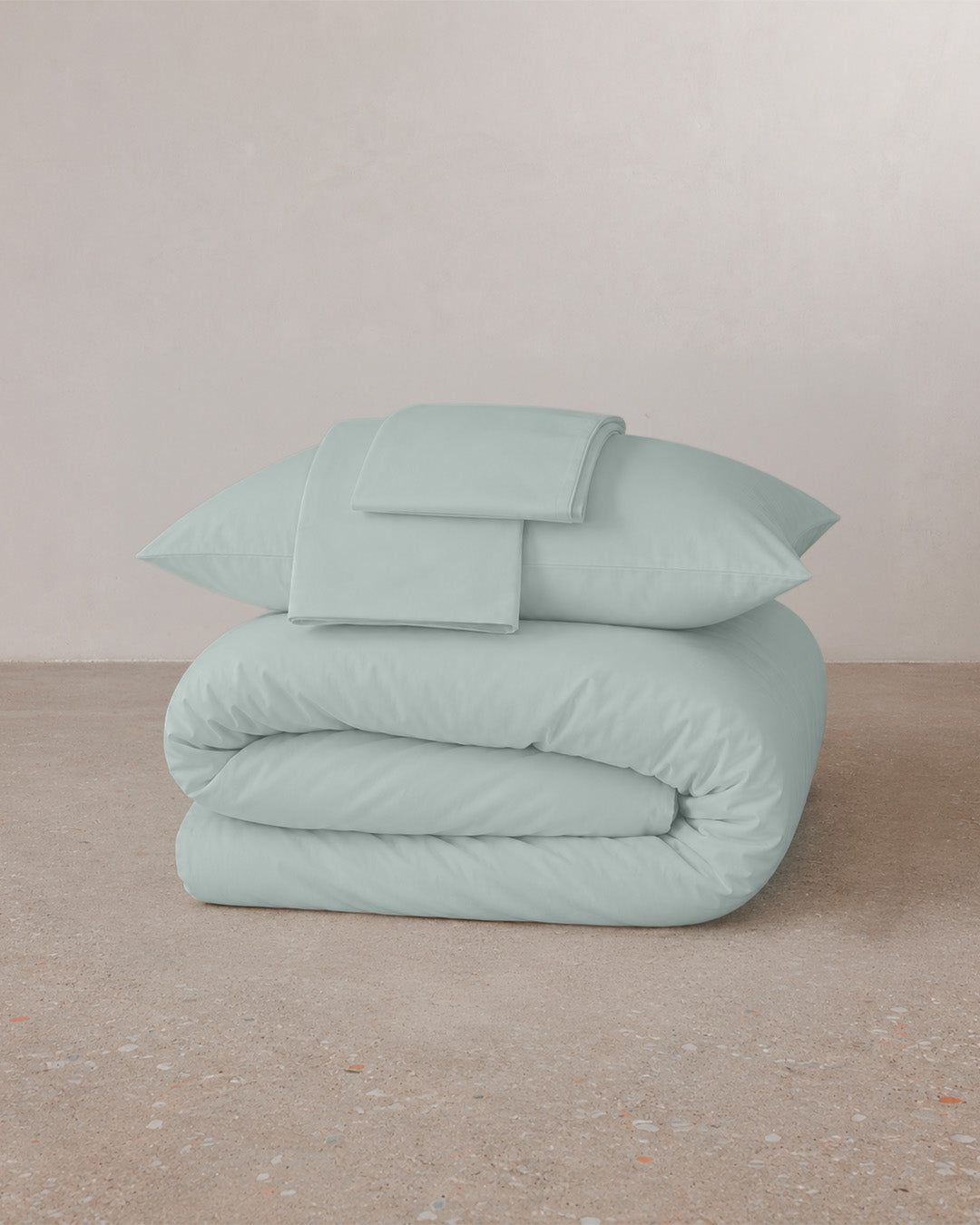 Washed percale bed linen - Hint of mint
