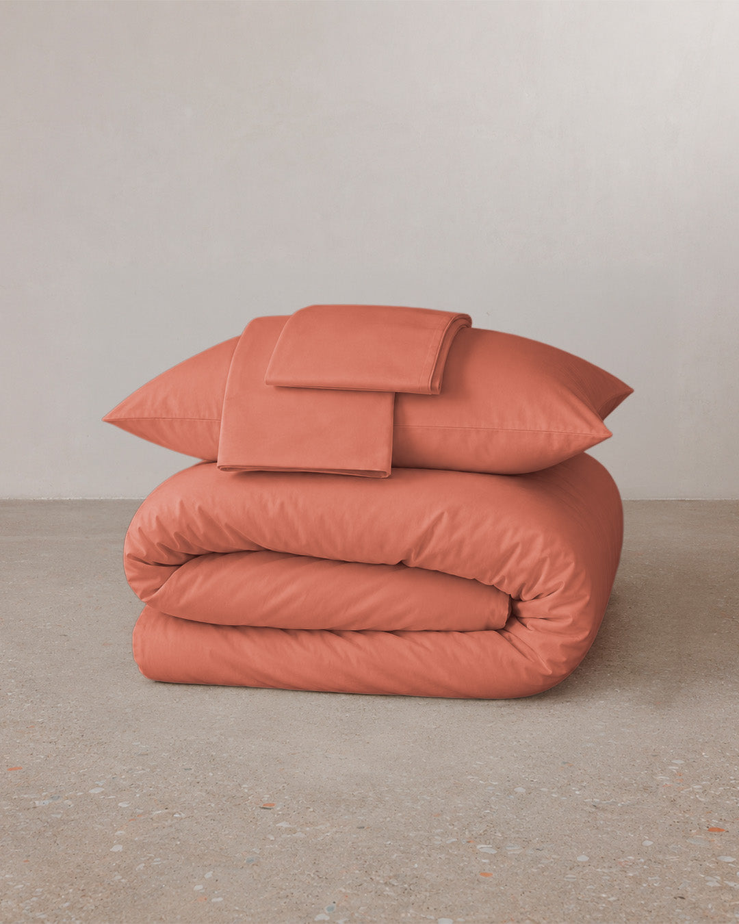 Cotton satin bed linen set - Mocca foam