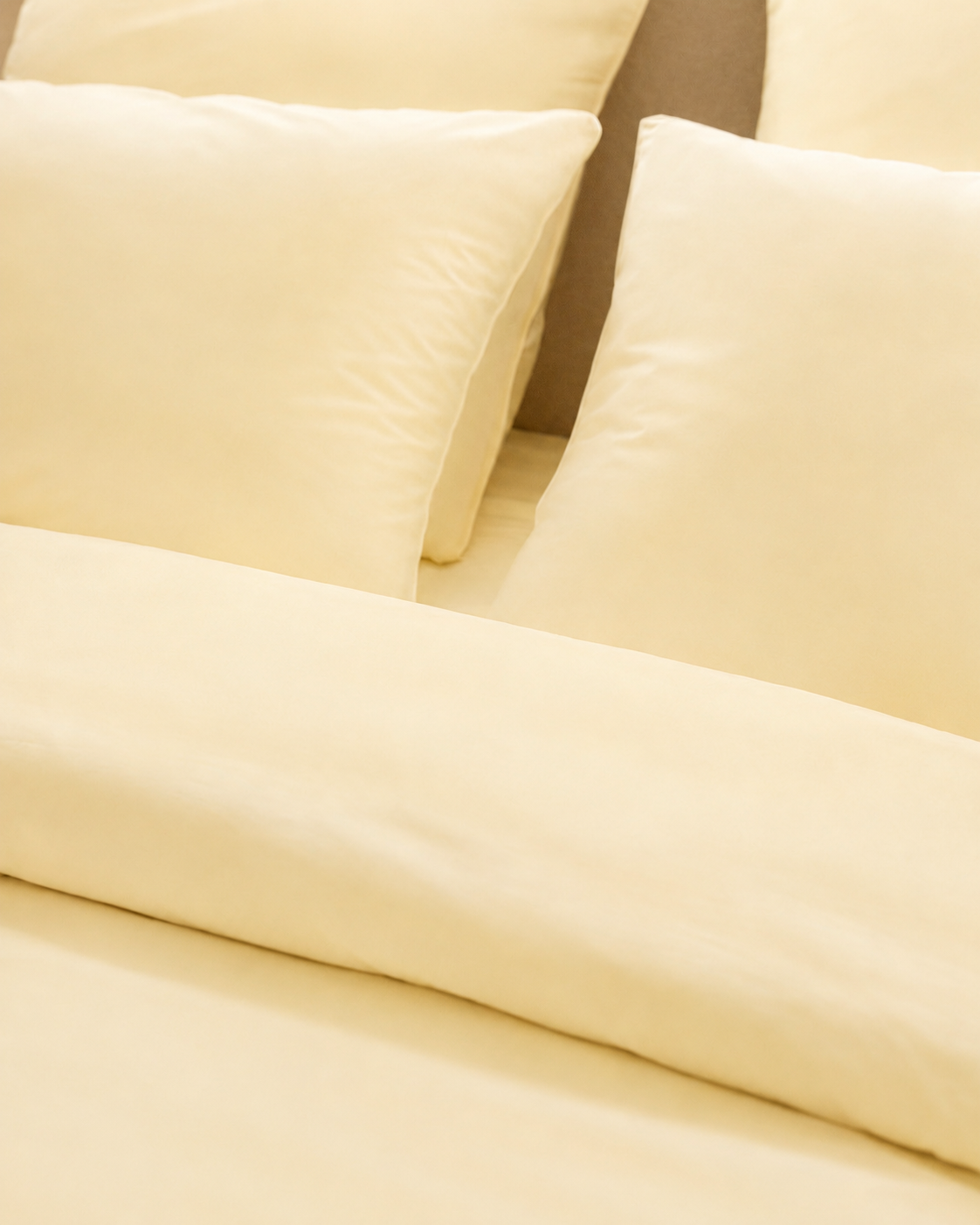 Parure de lit satin de coton - Jaune Beurre