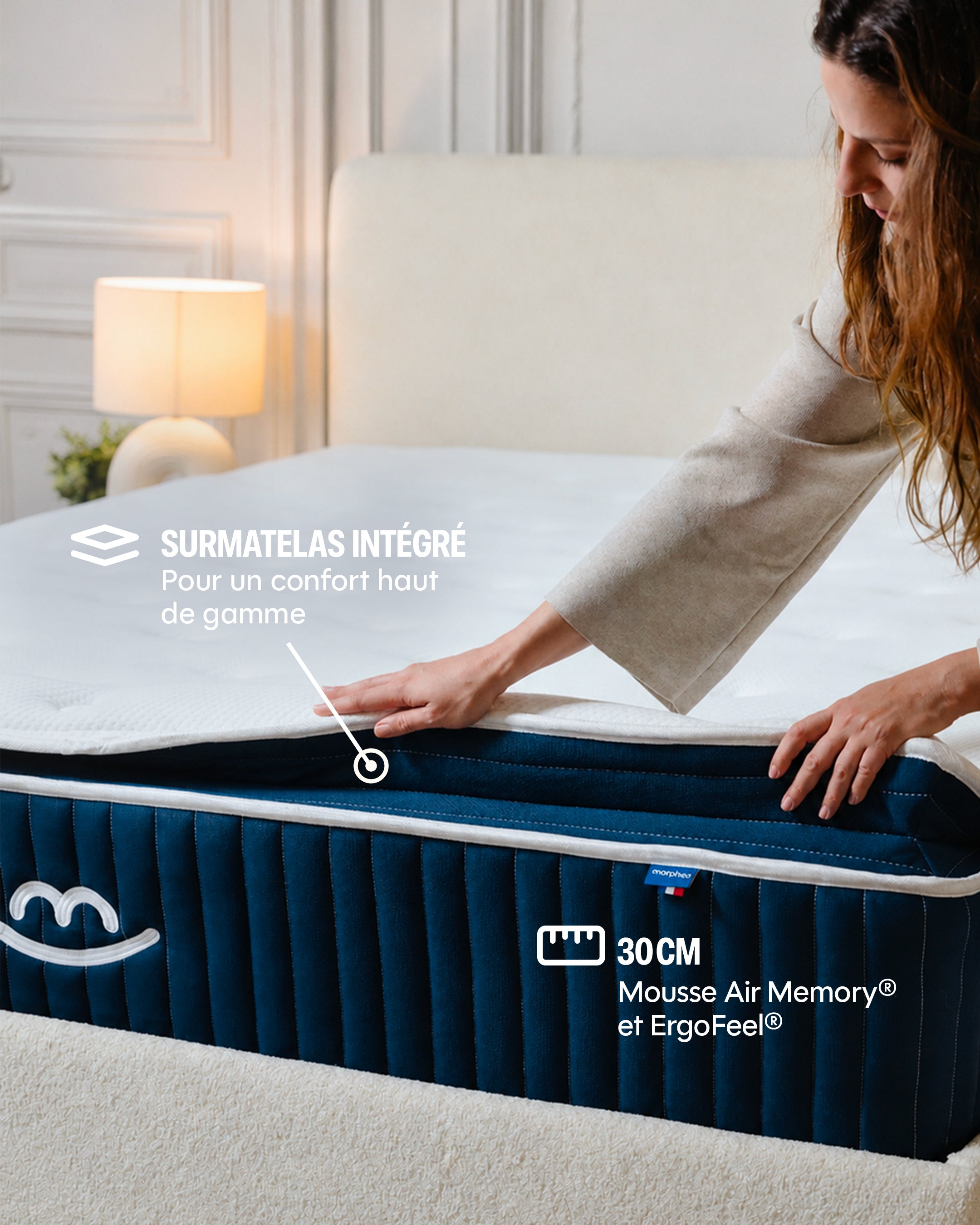 Matelas hybride luxe Victoria - mémoire de forme - 30cm