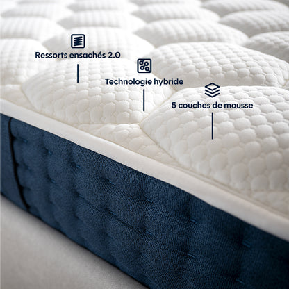 Matelas hybride premium Jade - mémoire de forme - 26cm
