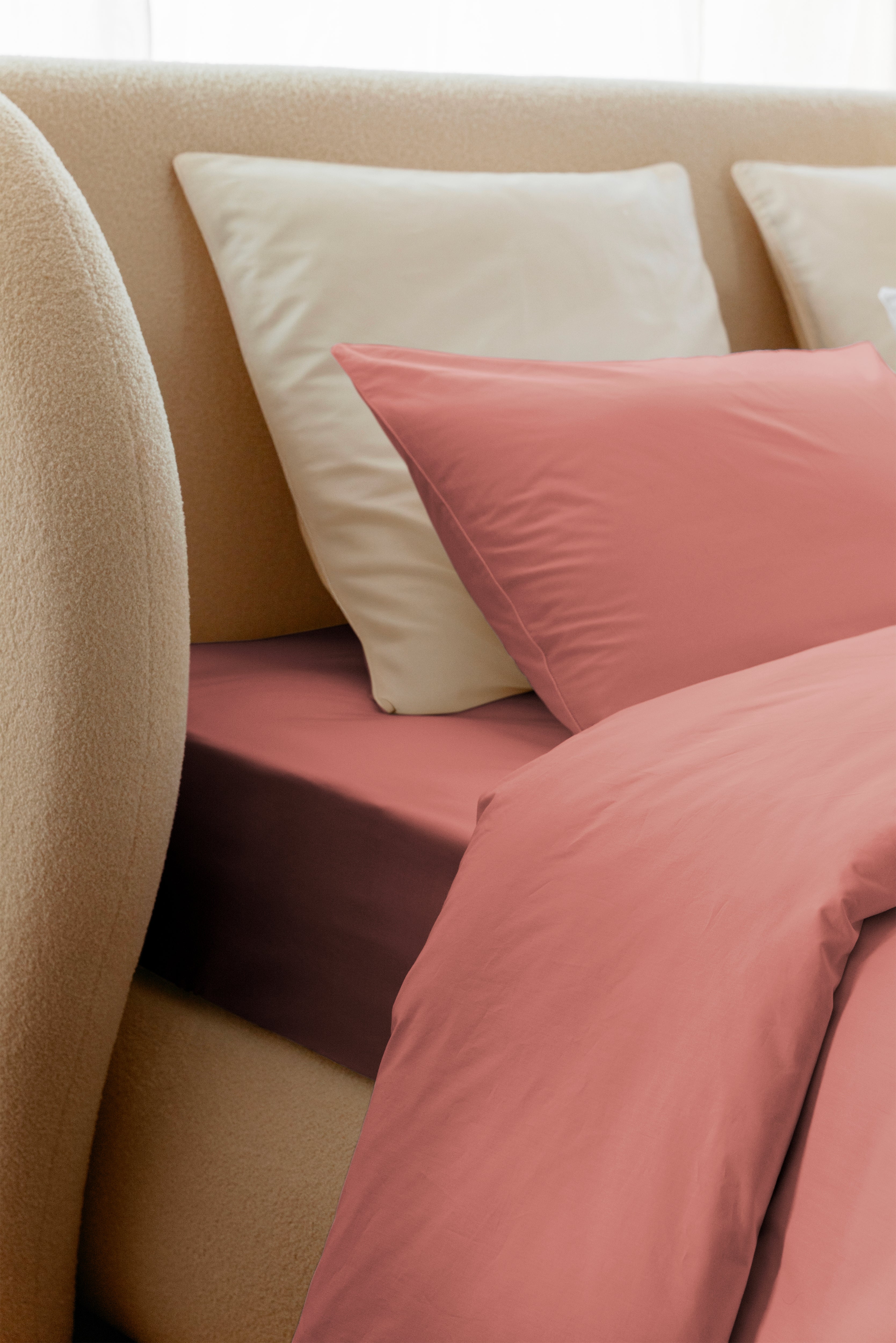 Parure de lit percale de coton - Rose