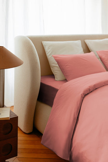 Parure de lit percale de coton - Rose