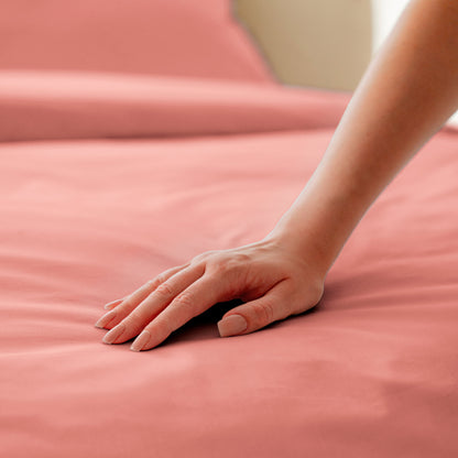 Parure de lit percale de coton - Rose