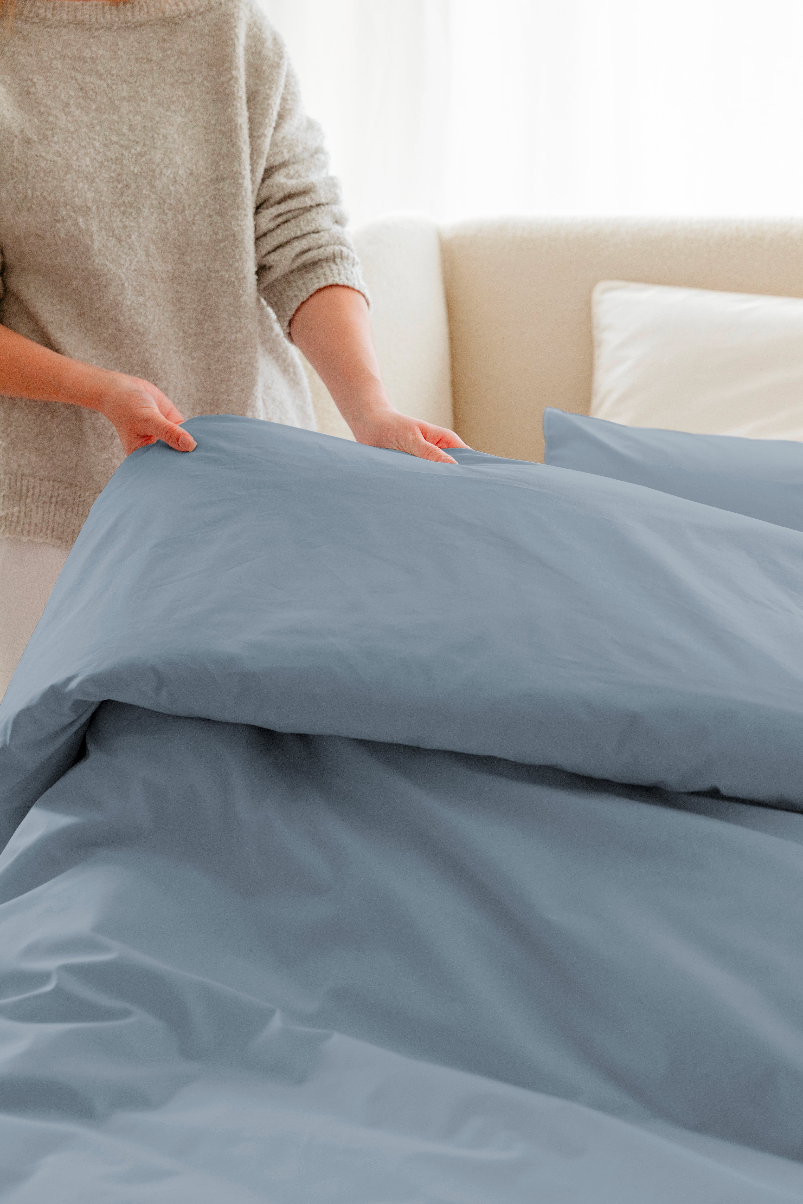 Parure de lit percale de coton - Bleu