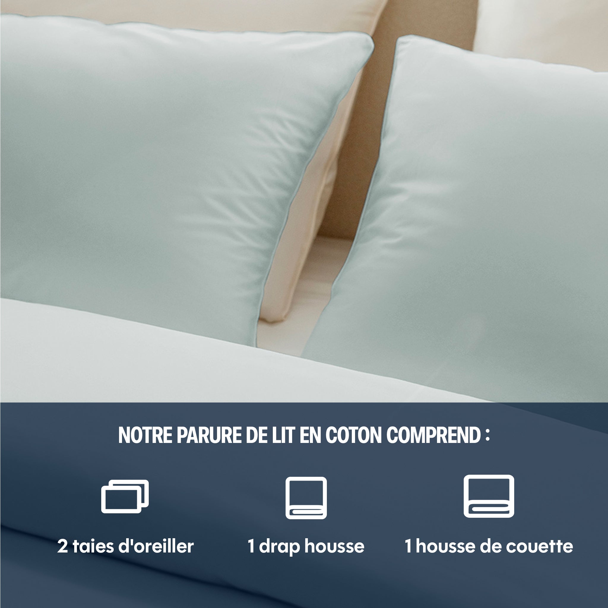 Washed percale bed linen - Hint of mint
