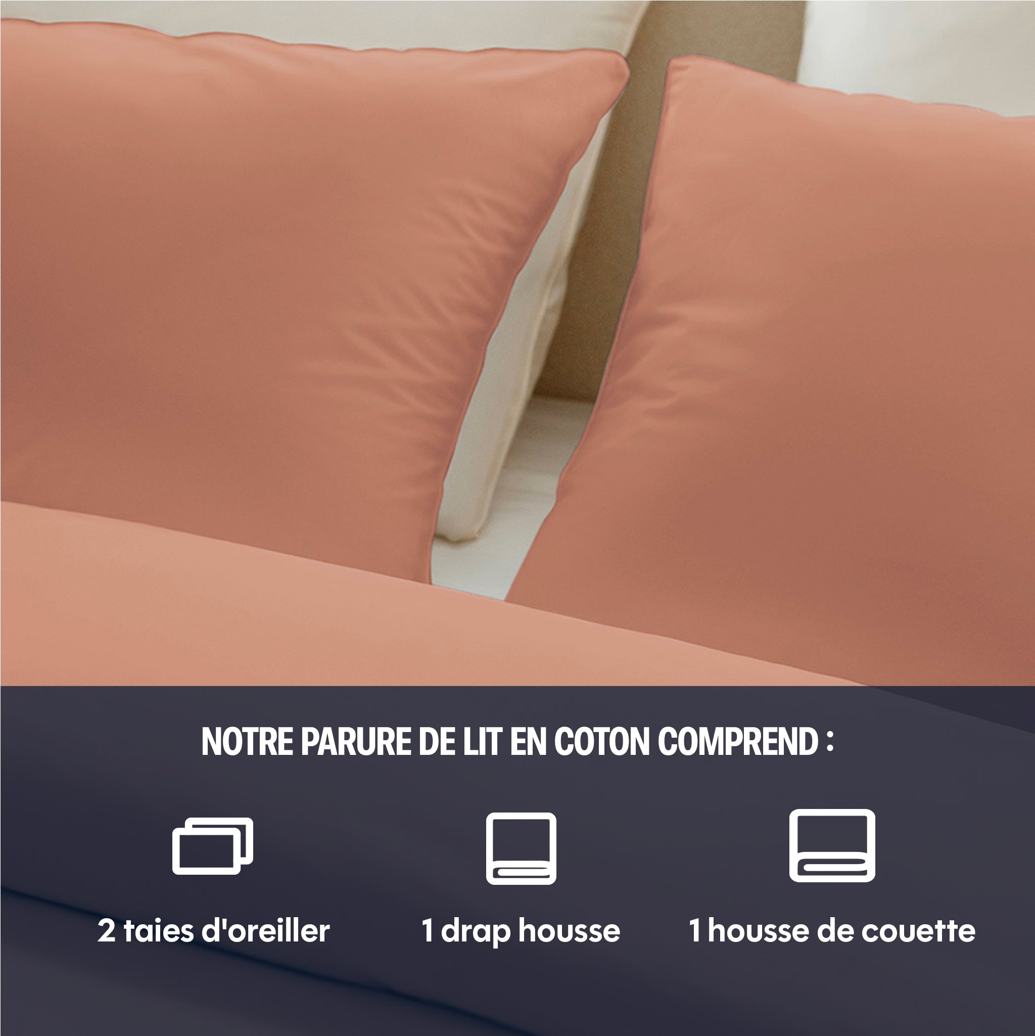 Washed percale bed linen - Peach blush