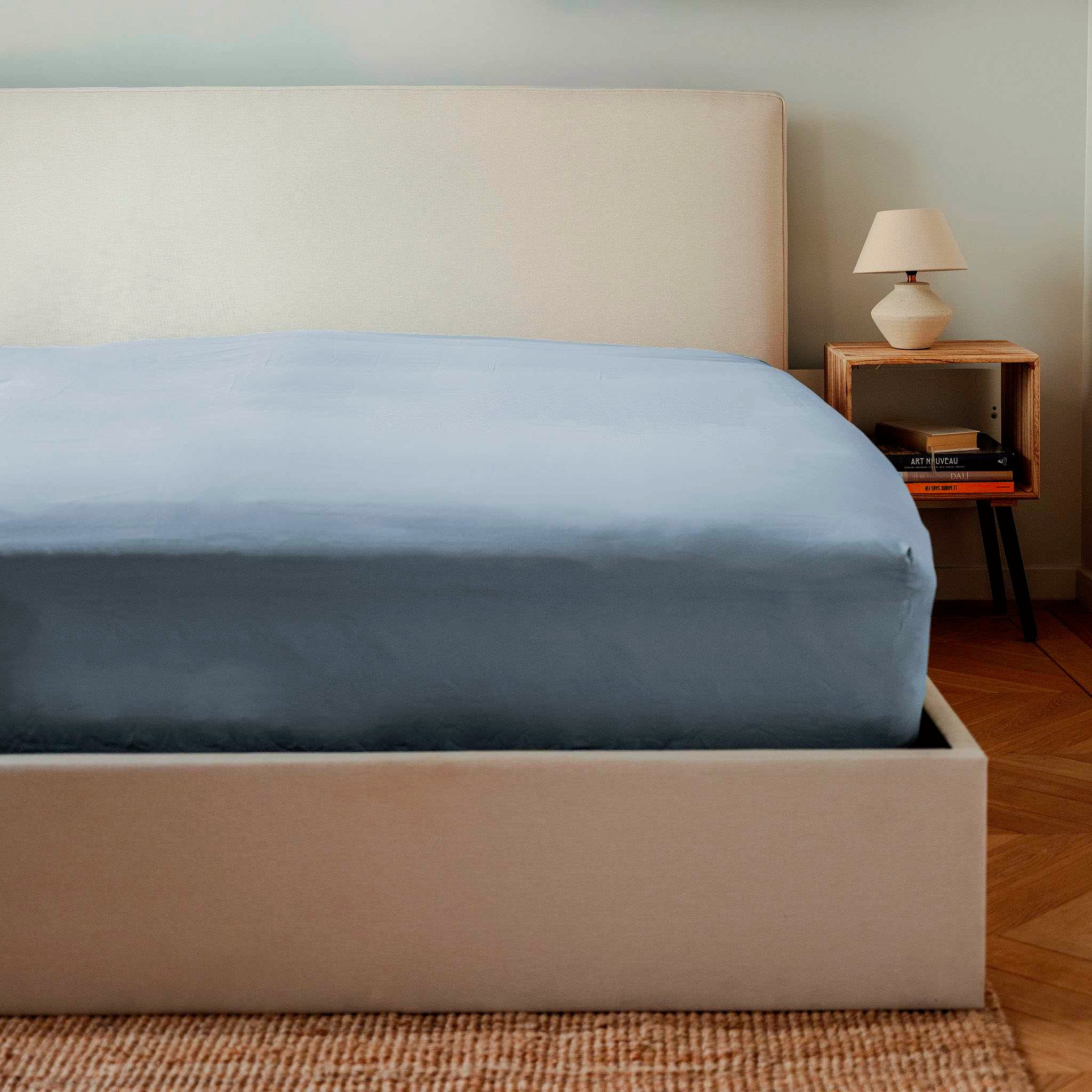draps housse bleu