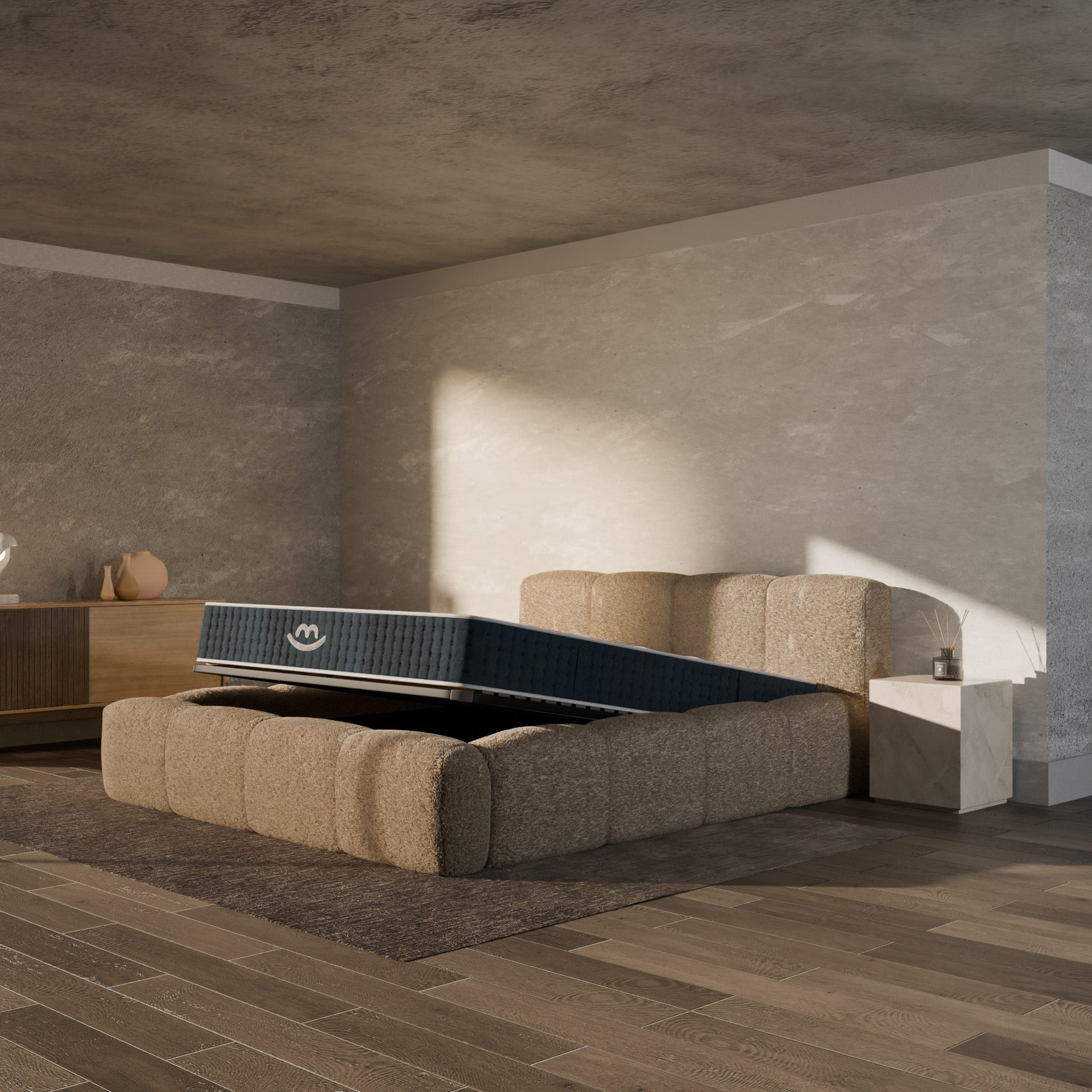 Ensemble lit coffre Equinox et matelas à mémoire de forme Jade - 26cm