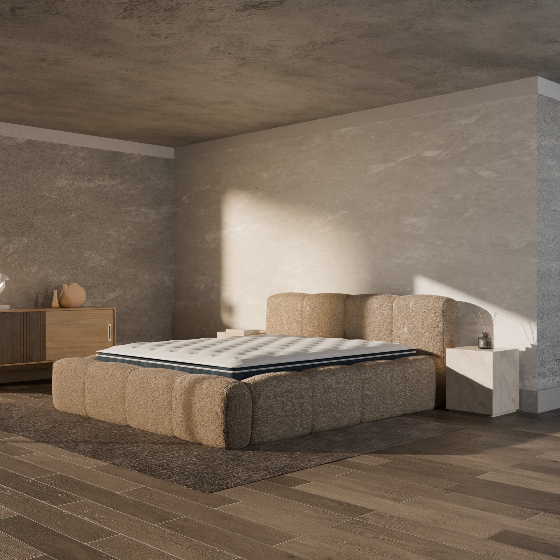 Ensemble lit coffre Equinox et matelas à mémoire de forme Victoria - 30cm