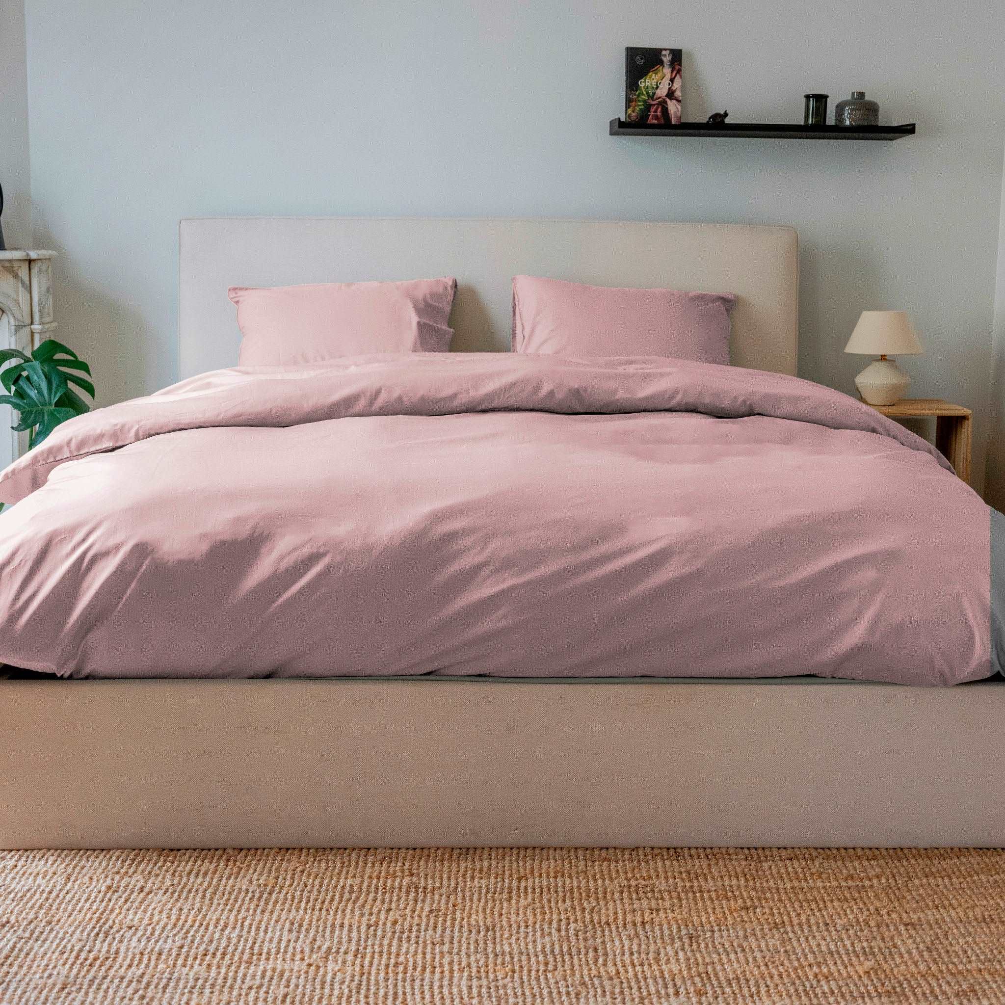Parure de lit percale de coton - Rose