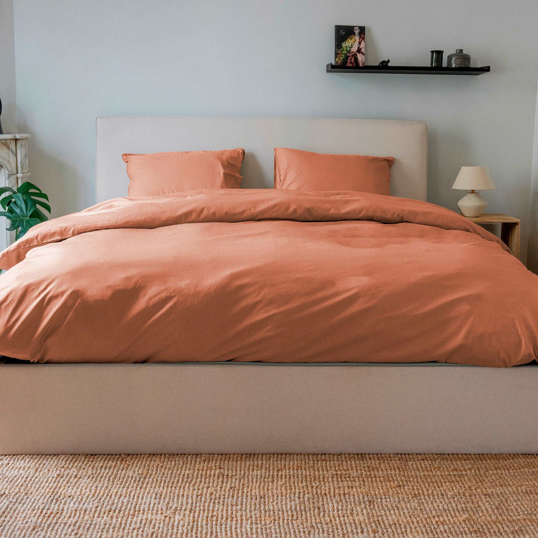 Parure de lit percale de coton - Terracotta