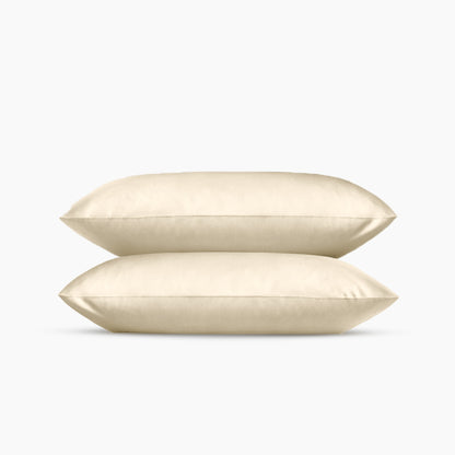 Taie d'oreiller satin de coton x2 - Beige