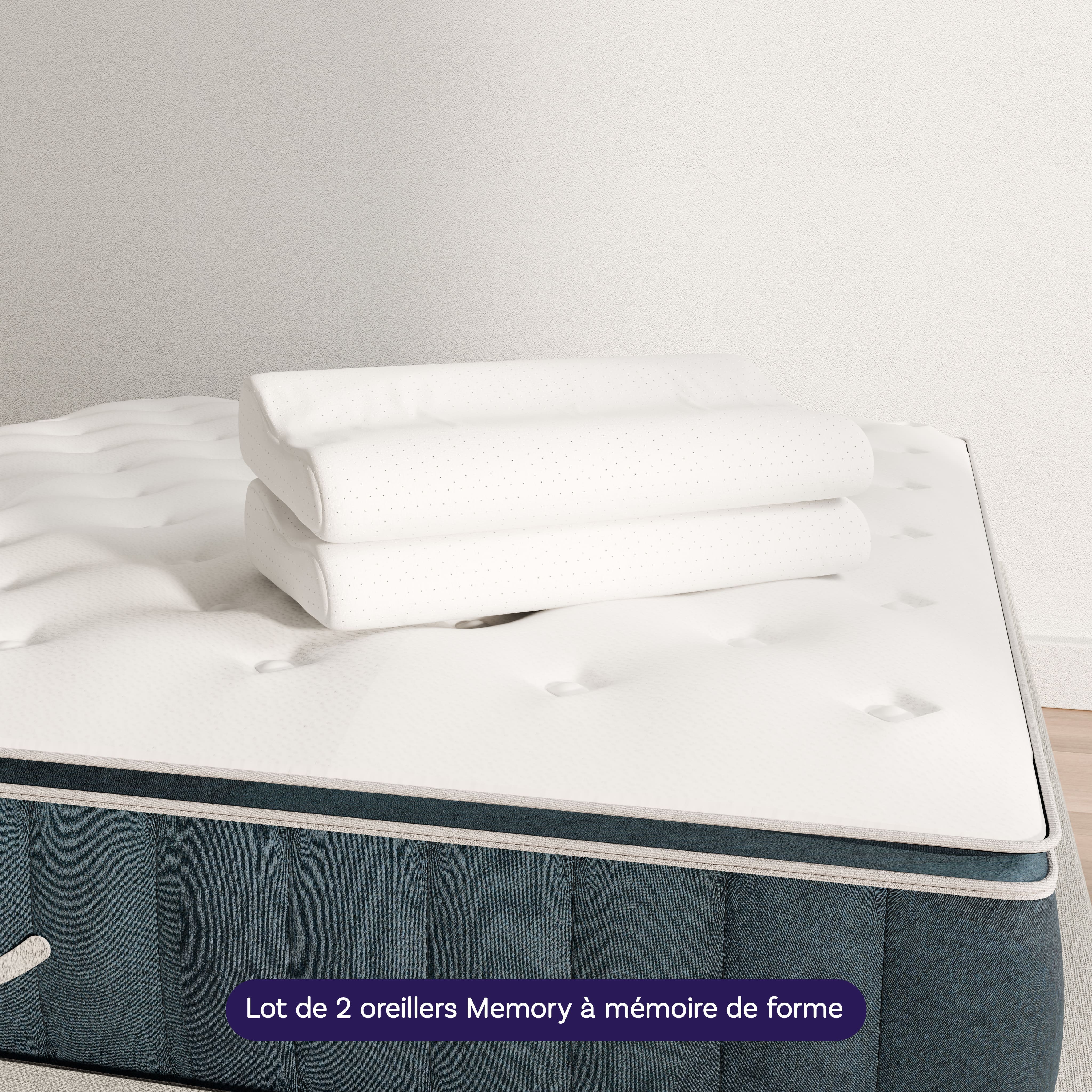 Pack Elite Plus 2 places - Matelas hybride 30cm et oreillers à mémoire de forme